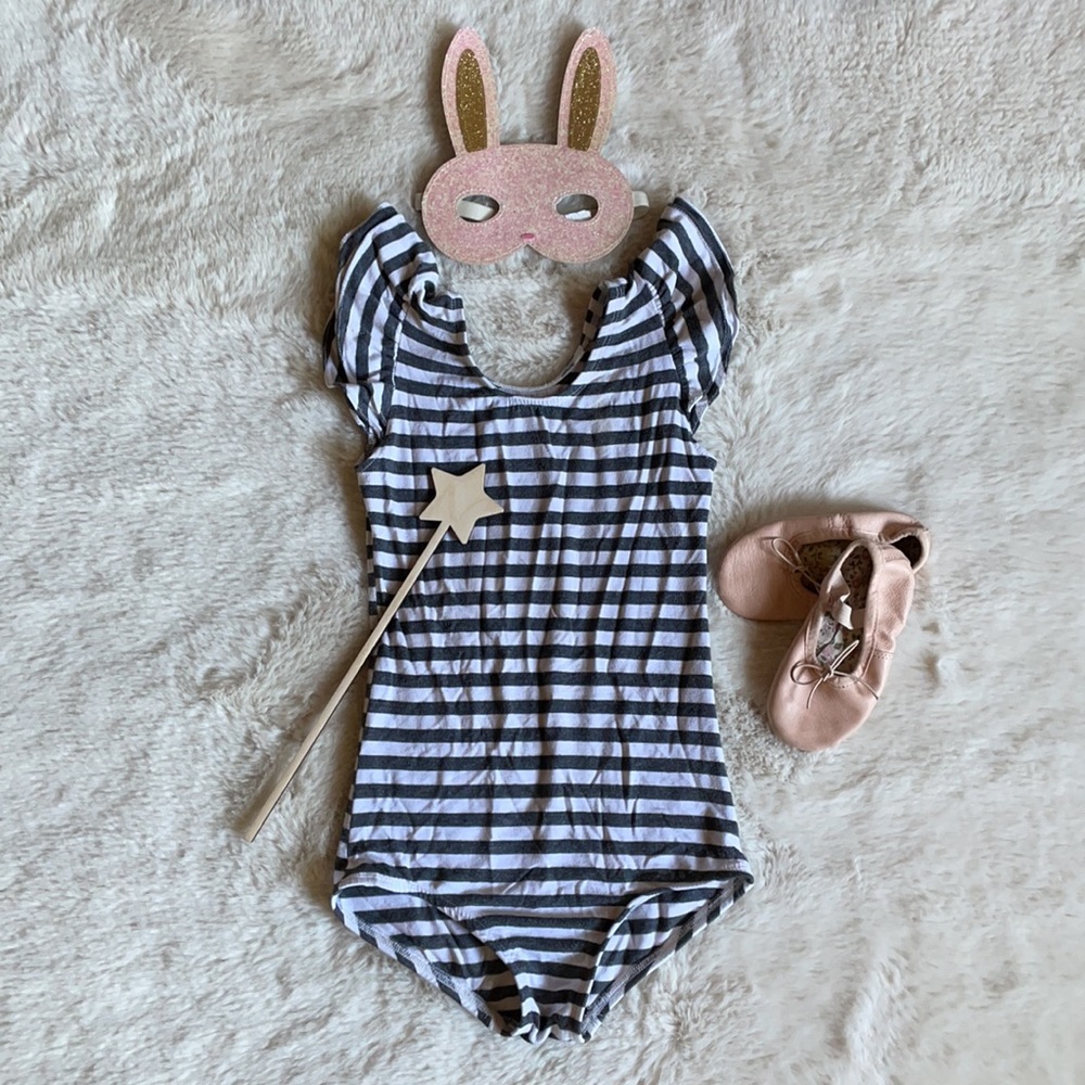 This Tribe Of Three | Gray Striped Leotard | 7/8